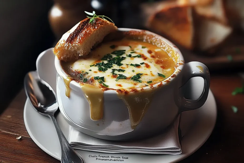 what is the etiquette for eating French onion soup?