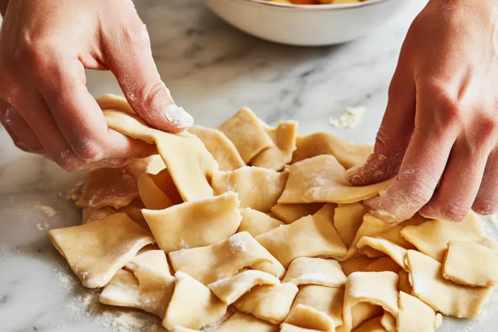 Folding Dough for Origami Apple Pie Before Fold