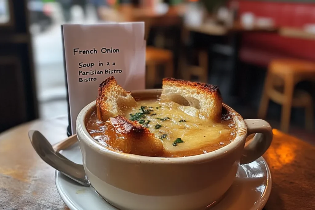 French Onion Soup in a Parisian Bistro