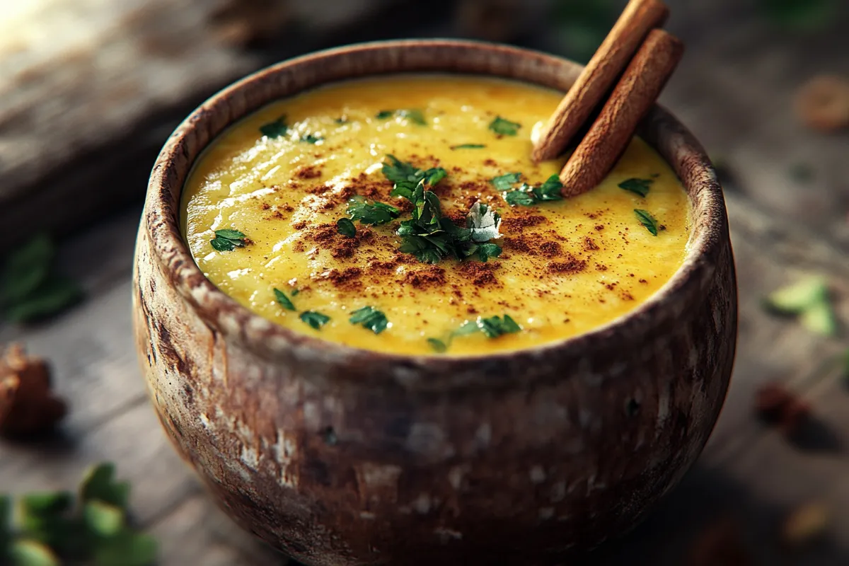 Pumpkin Spiced Soup with Cinnamon Garnish - HOME