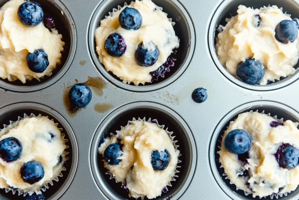 Blueberry Muffin Batter Ready to Bake