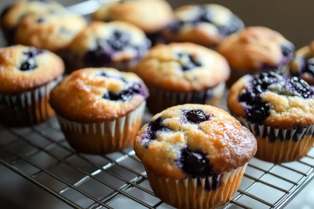 Blueberry Muffins Cooling on Rack