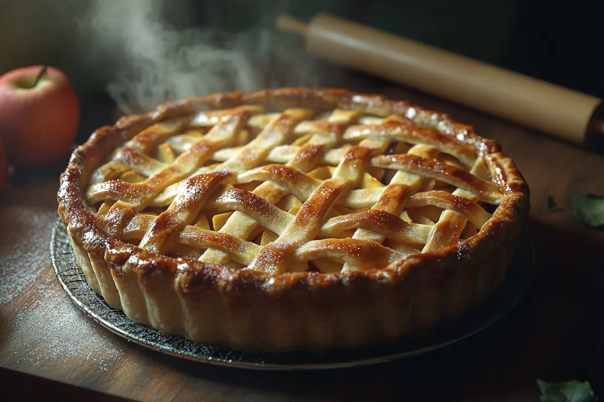 Should I Prebake Crust for Apple Pie? Freshly baked apple pie with a golden, flaky crust.