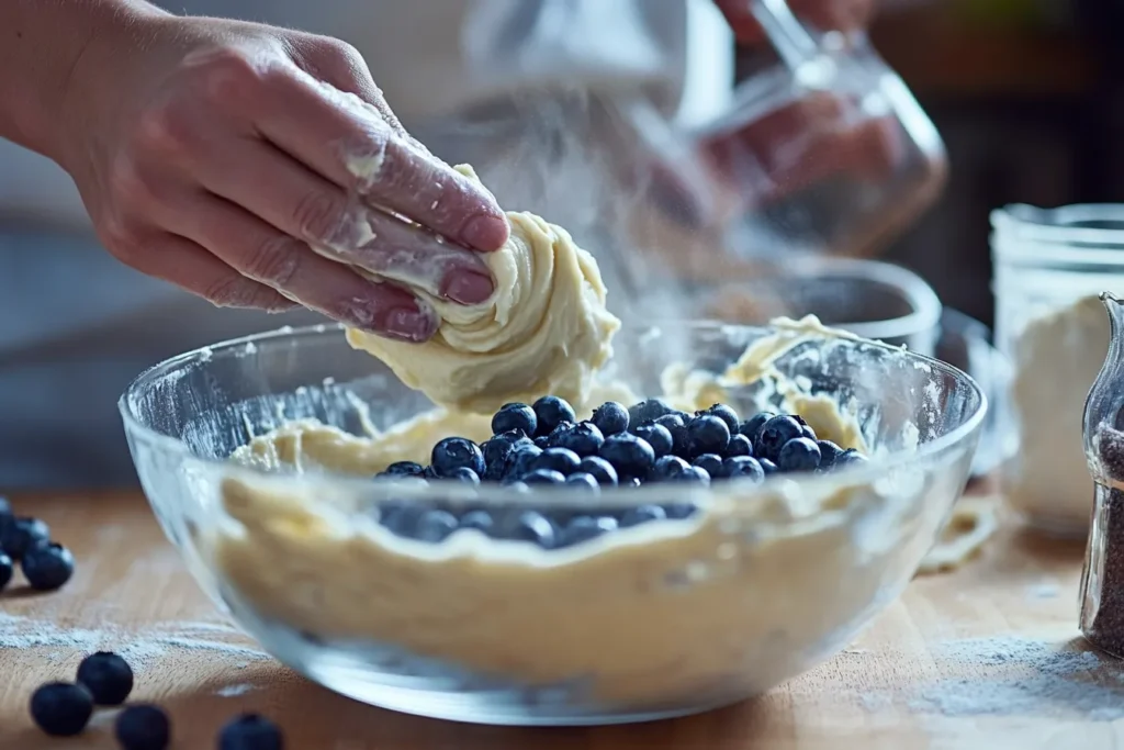 Mixing Blueberry Protein Muffin Batter