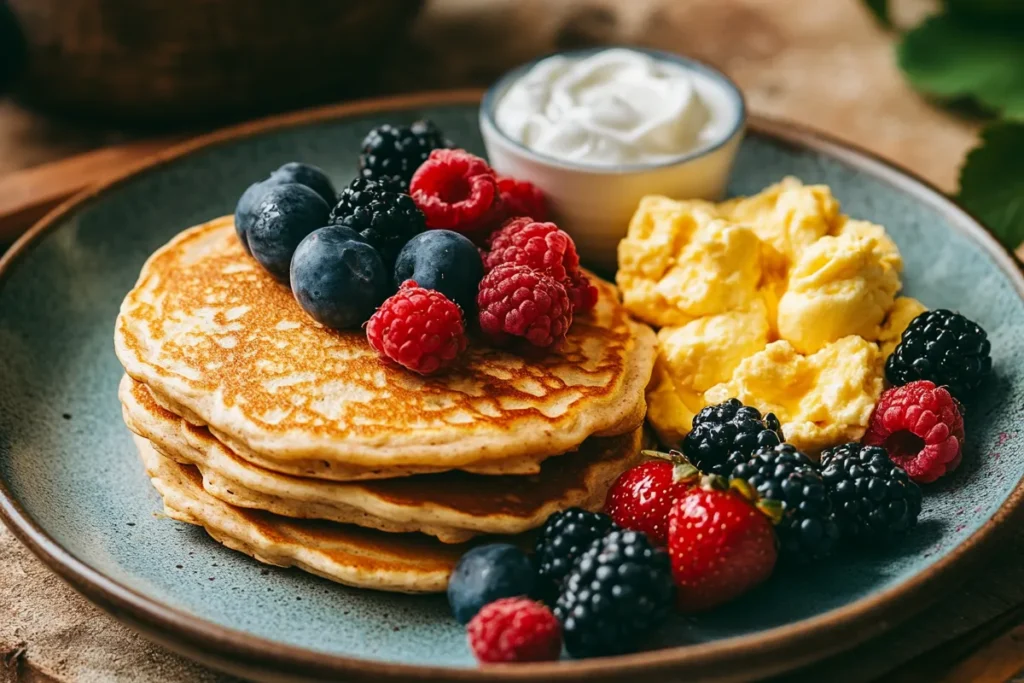 Nutritious Pancakes and Eggs Breakfast